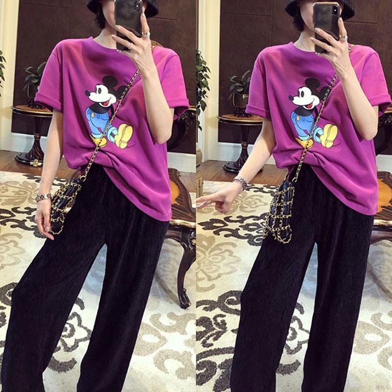 Áo Thun Nữ Tay Dài In Hình Hoạt Hình Phong Cách Hàn Quốc