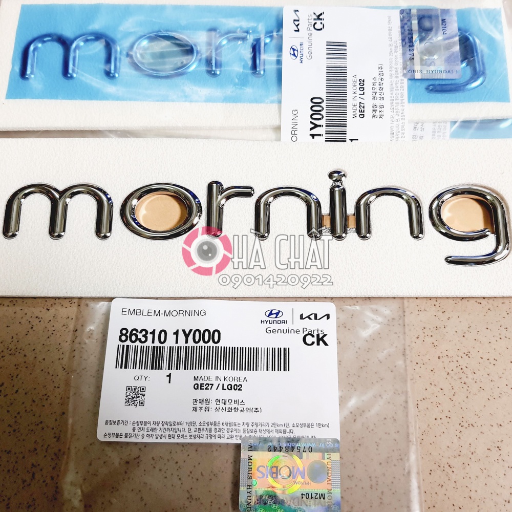 Logo chữ nổi MORNING cho xe Kia Morning 🚘 nhập khẩu chính hãng Hàn Quốc 🎯 Bảo hành 100% là hàng chính hãng