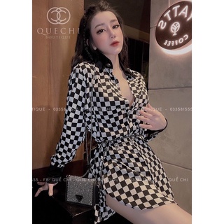 Áo sơmi kẻ caro phối viền