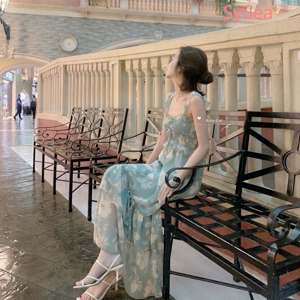 Đầm Hai Dây Họa Tiết Hoa Phong Cách Vintage Mùa Hè
