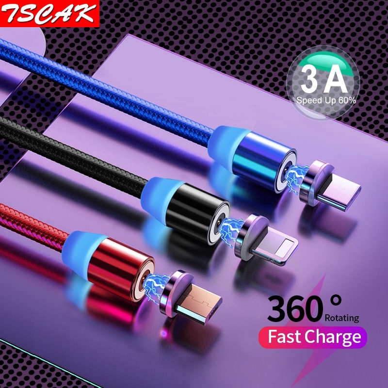 Cáp sạc nhanh micro USB từ tính 1m thích hợp cho Iphone Samsung Xiaomi Huawei Vivo Oppo Android