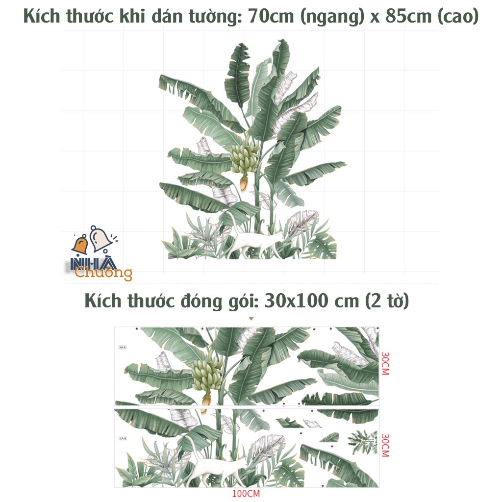 Decal tranh dán tường Hàn Quốc cao cấp, bám dính cao mẫu Mèo bên cây (C66)