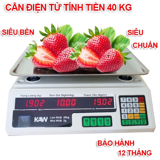 Cân điện tử tính tiền màn hình LED 40kg - Cân điện tử bán hàng, cho kết quả chính xác tuyệt đối - Bảo hành 12 tháng