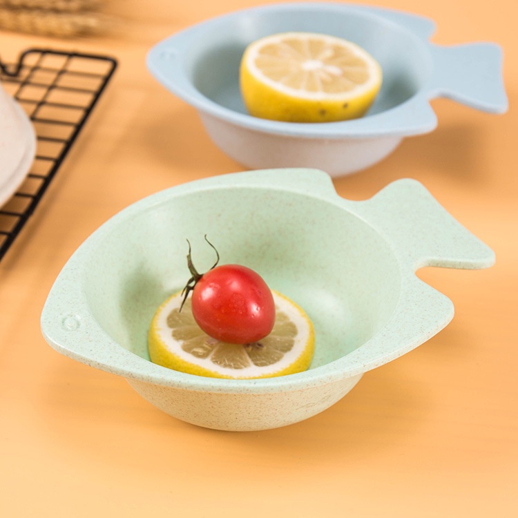 Chén Ăn Ngũ Cốc, Bát Ăn Dặm Cho Bé, Bát Ăn Cơm Canh Hình Con Cá Làm Từ Nhựa Lúa Mạch An, Màu Pastel Siêu Xinh