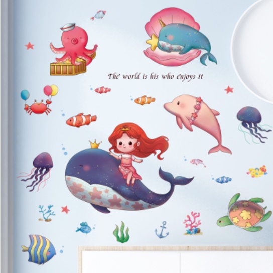 Decal trang trí tường - Nàng tiên cá dưới đại dương