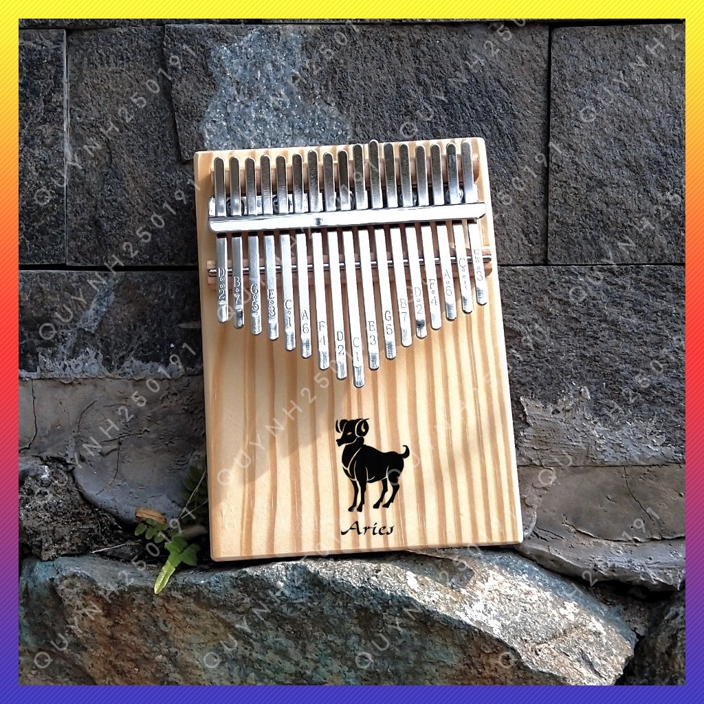 Đàn Kalimba 17 Phím Khắc Hình 12 Cung Hoàng Đạo - Đàn Kalimba Nguyên Khối Gỗ Thông Cao Cấp Tặng Full Phụ Kiện