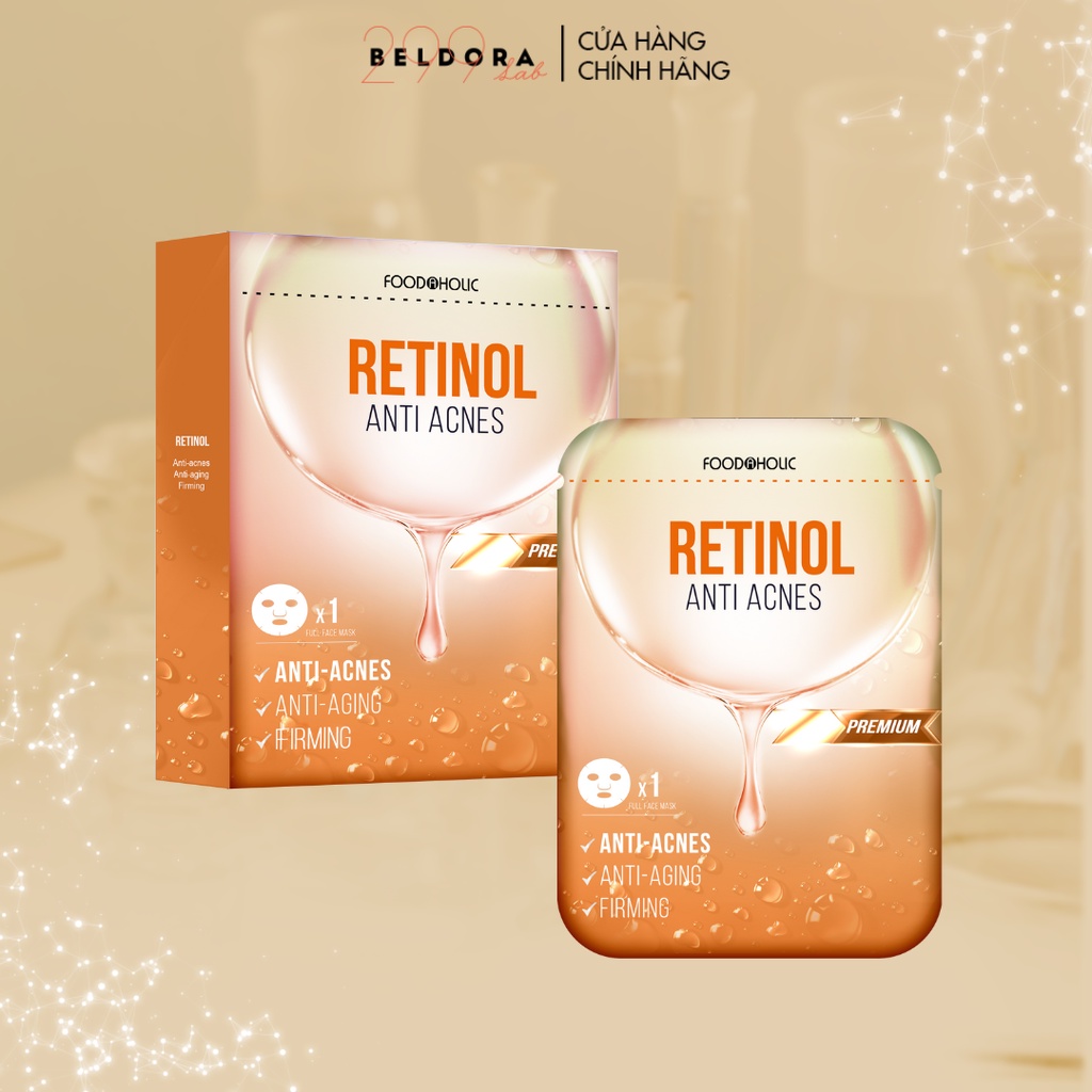 Mặt Nạ Retinol Giảm Mụn, Tái Tạo Da Beldora Foodaholic Retinol Anti Acnes Mask 23ml