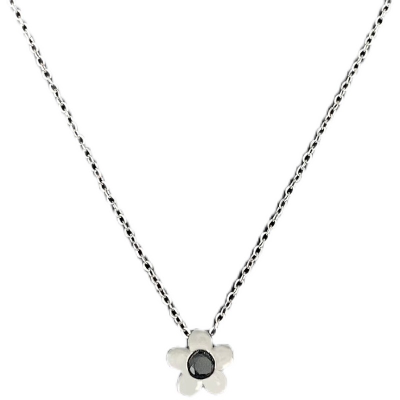 Vòng cổ Mặt Hoa Màu Đen/Bạc Phong Cách Vintage Thời Trang Cho Nữ