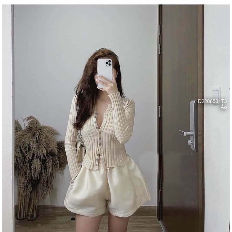 Áo len gân phối nút gài dài tay TT2206