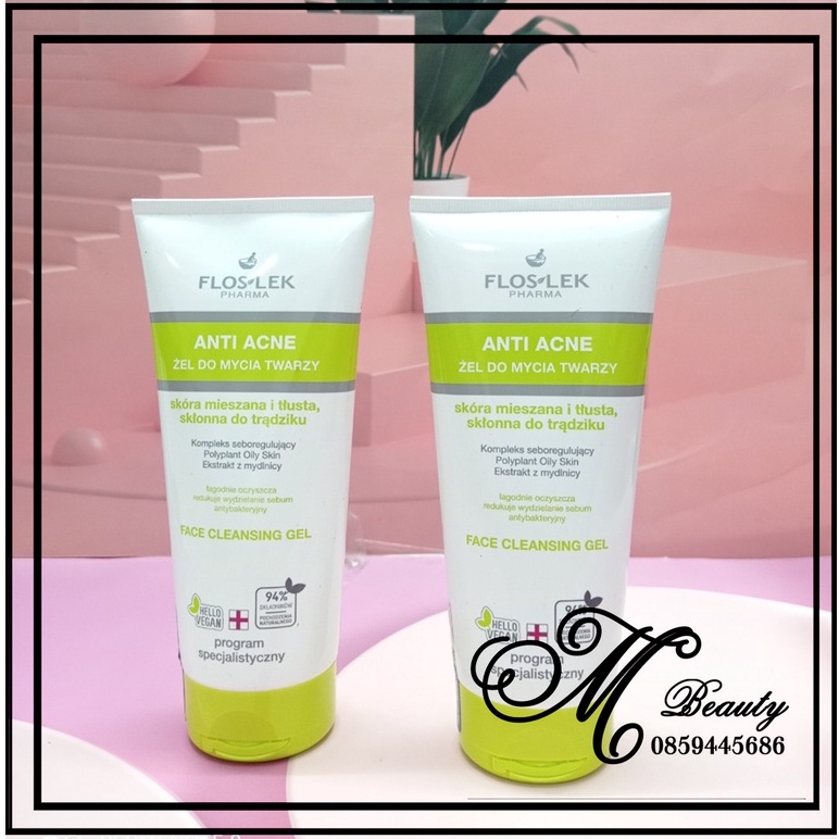 Floslek Sữa Rửa Mặt Dạng Gel Cho Da Nhờn Mụn Anti Acne Bacterial Face Cleansing Gel 125ml