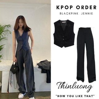 FULL SET áo vest và quần tây ống rộng giống Jennie