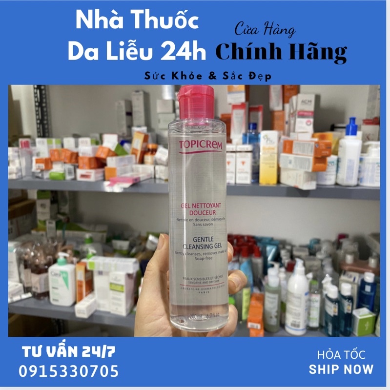 Sữa rửa mặt , tẩy trang cho da khô nhạy cảm TOPICREM Gentle Cleansing Gel Topicrem (200ml)