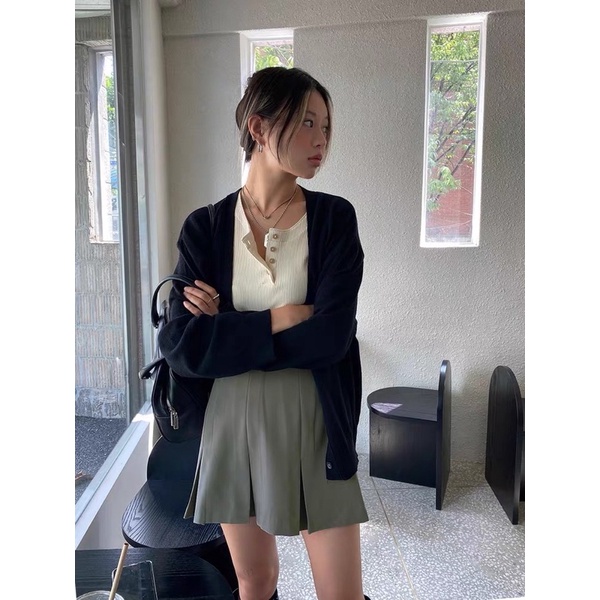 Set chân váy và cardigan chất len cao cấp phong cách thu đông Chaiko Studio