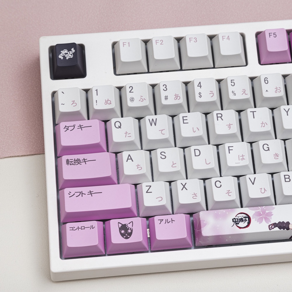 135 Phím Kamado Nezuko Keycaps Cherry Profile Demon Slayer Pink Anime PBT Dye Sub Bàn phím cơ học Keycap