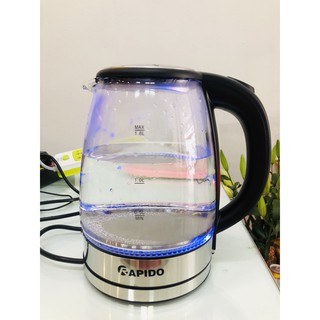 ẤM ĐUN NƯỚC SIÊU TỐC THUỶ TINH RAPIDO 1.8L/ BÌNH ĐUN NƯỚC SIÊU TỐC THUỶ TINH RAPIDO [CHÍNH HÃNG ĐỨC, LỖI 1 ĐỔI 1]