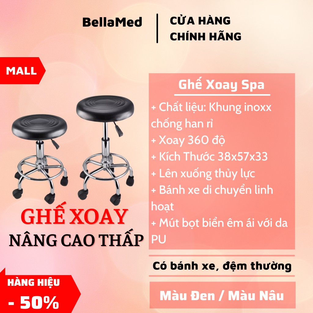 Ghế xoay inox nâng hạ spa