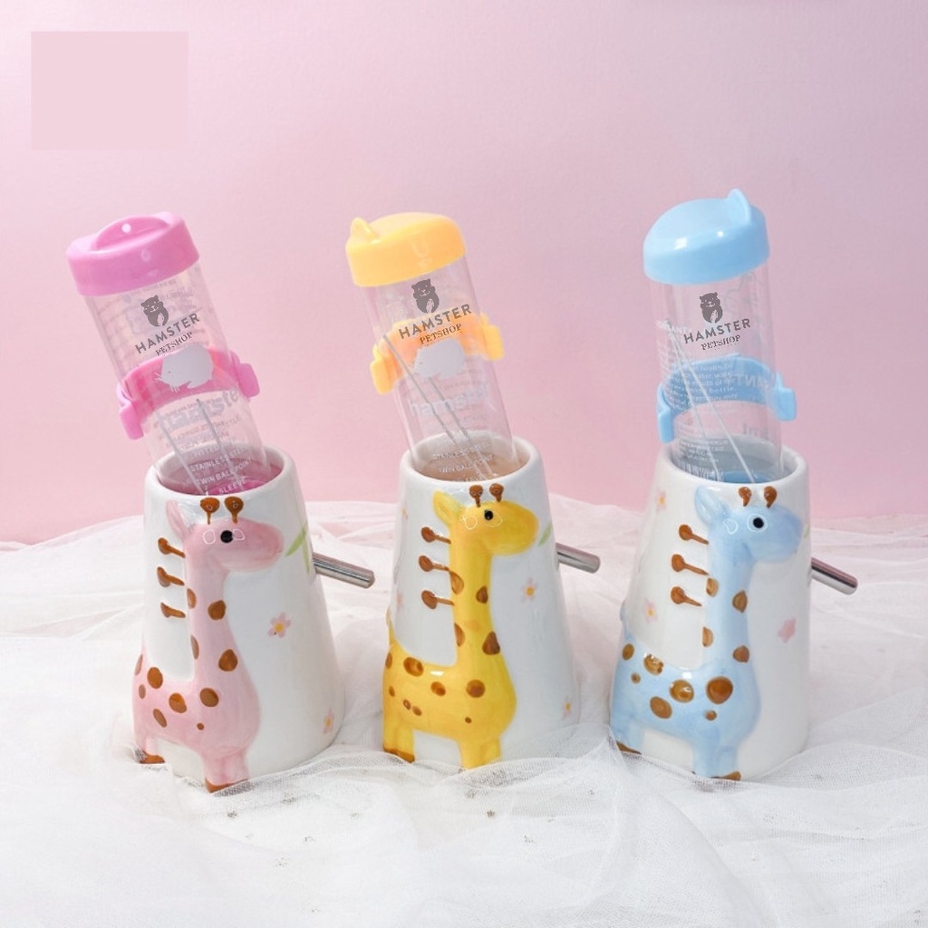 Đế bình nước sứ hươu cao cổ dành cho hamster