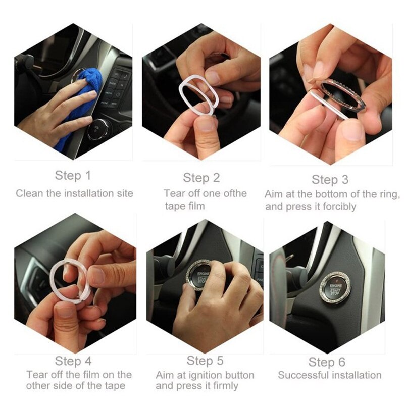 Vòng trang trí công tắc khởi động xe hơi đính đá pha lê 1 lần nhấn lấp lánh