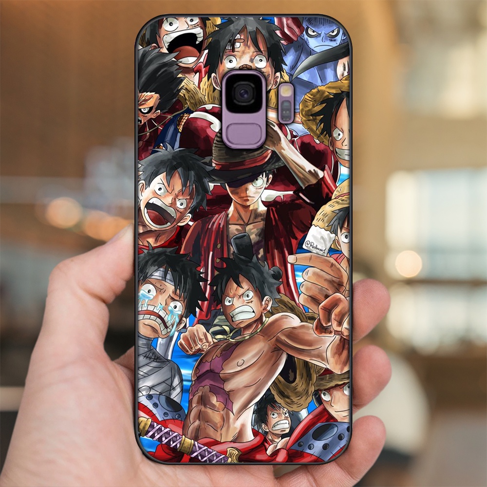 Ốp lưng Samsung S9 viền đen in hình Luffy One Piece