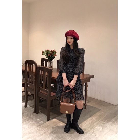 Jennie Dress - Desing by Momizi Váy voan chấm bi đen Momizi, chất voan tơ mềm mại. | BigBuy360 - bigbuy360.vn