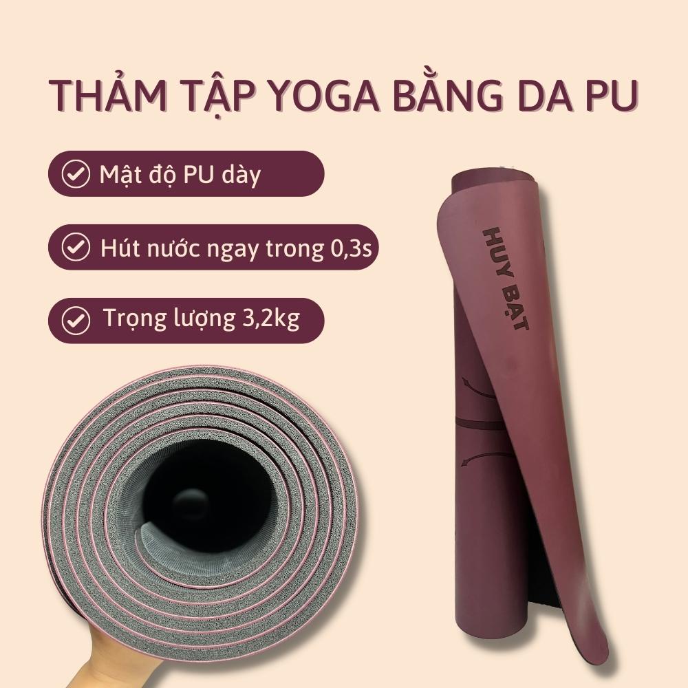 Thảm Cao Su Yoga Huy Bạt Chất Liệu Cao Su Thiên Nhiên Phủ Da Thấm Hút Mồ Hôi Chống Trượt Tặng Túi Chống Nước Và Chai Xịt