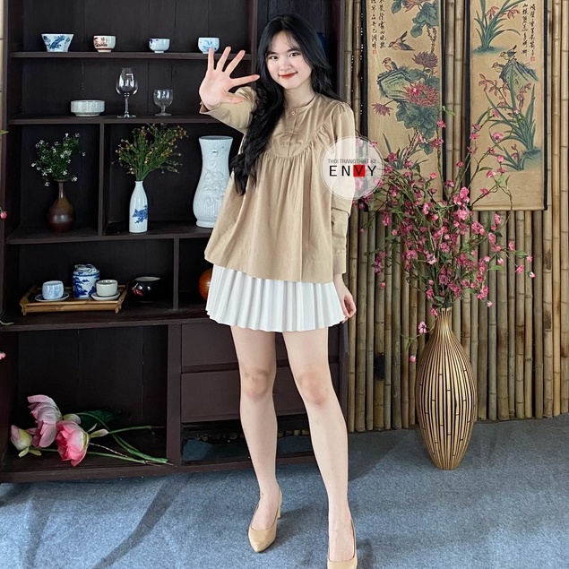 Áo kiểu nữ Babydoll ENVY A194 màu da