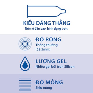[CHÍNH HÃNG] Bao Cao Su Durex Invisible Extra Thin/Lubri 10 cái/Hộp