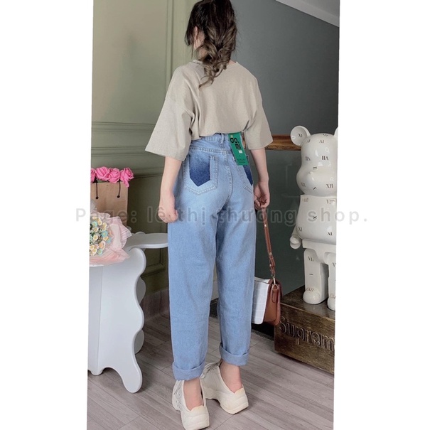 Quần baggy jean lưng cao basic