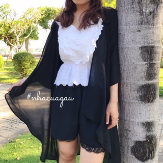 [ẢNH THẬT] Khoác kimono đen trơn cánh dơi form dài