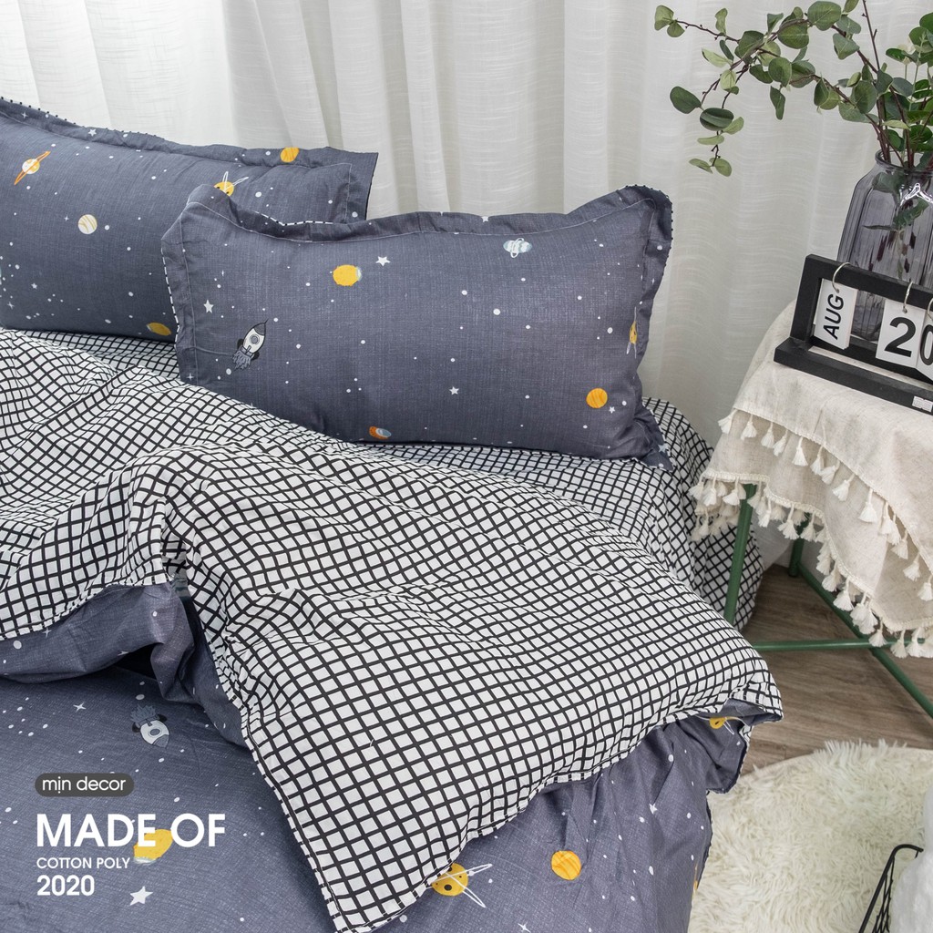 Bộ chăn ga gối vũ trụ, bộ chăn ga cotton 3d kèm vỏ gối | BigBuy360 - bigbuy360.vn