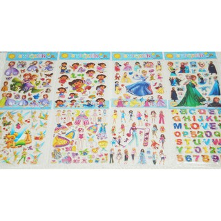 Combo 8 sticker hoạt hình công chúa cho bé gái