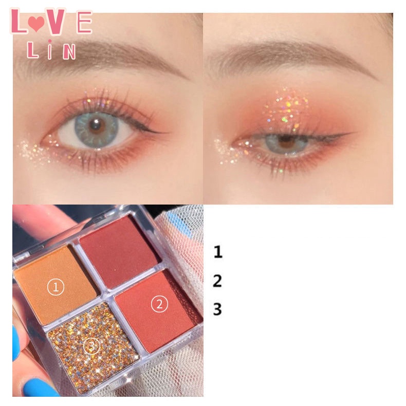 Bảng Phấn Mắt 4 Màu Sắc Hiệu Ứng Lì/ Ánh Ngọc Trai Thời Trang