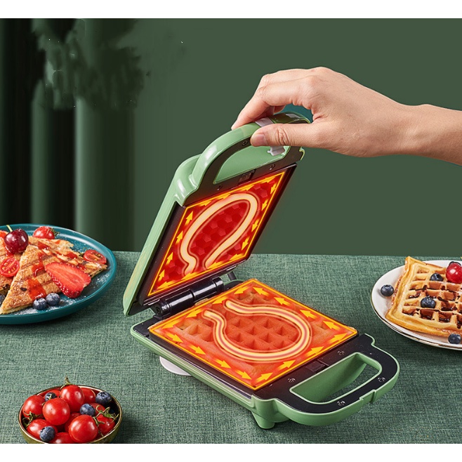 Máy làm bữa sáng đa chức năng, máy nướng bánh mì gia đình, bánh sandwich waffle tấm đôi