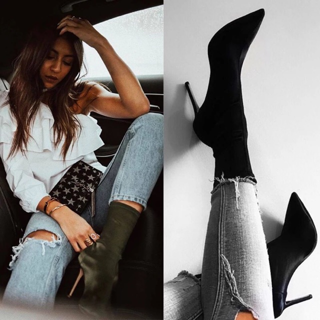 Boots Cổ Thấp Phi Lụa Bóng