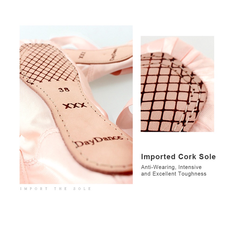 Giày vải satin múa ba lê chuyên nghiệp màu hồng/đỏ/đen cho nữ