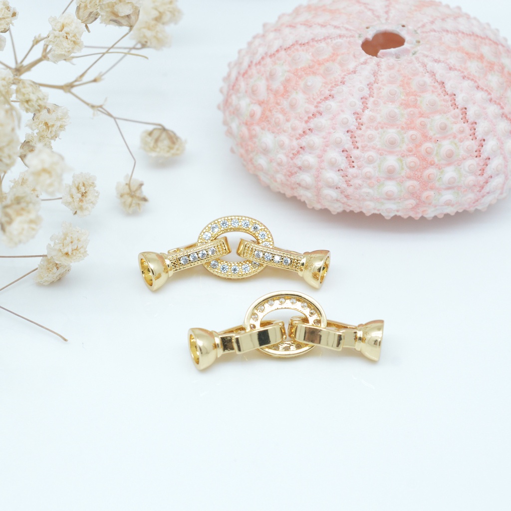 1 Khóa Cài Hình Oval Bằng Đá Zircon Micro Dùng Làm Trang Sức DIY