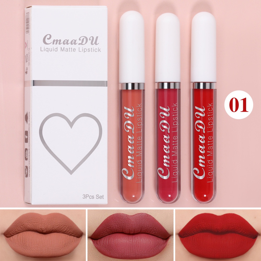 [Hàng mới về] Set 3 son kem lì mịn mượt kháng nước lâu trôi và không lem vào cốc