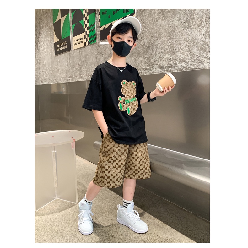 Bộ quần áo bé trai Familylove - Set quần áo trẻ em Gấu Bear Sọc- chất cotton 100 mềm mịn thoáng mát