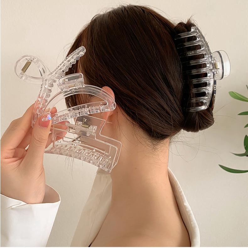 Kẹp Tóc Càng Cua Cỡ Lớn Hình Vuông Trong Suốt Đơn Giản Thời Trang Phong Cách Hàn Quốc Cho Nữ