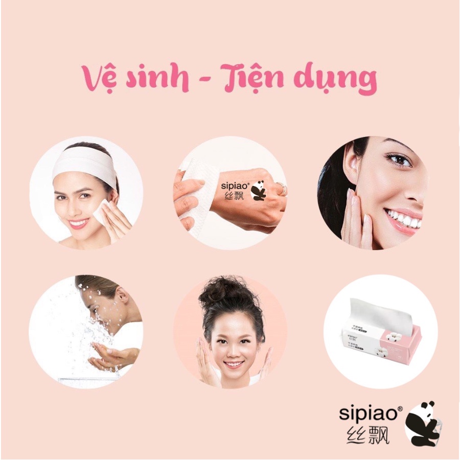 Gói 80 tờ khăn mặt khô đa năng Sipiao dùng 1 lần