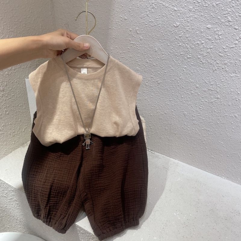 Bộ Quần Áo Ba Lỗ Thời Trang Hè Năng Động Cho Bé Trai