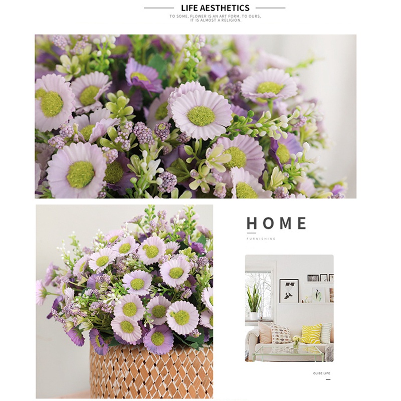 Bó 24 Hoa Cúc Giả Nhiều Màu Trang Trí Nhà Cửa