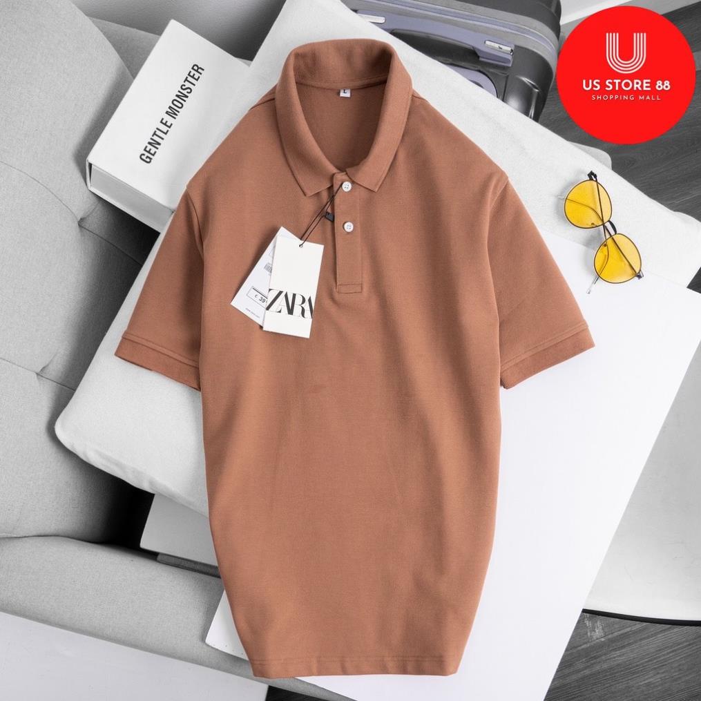 Áo thun polo nam ngắn tay cổ bẻ ZR màu hồng đất - Chất vải mát mịn xuất khẩu cao cấp