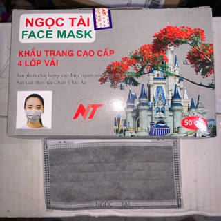 Hộp 50 Cái Khẩu Trang Y Tế Than Hoạt Tính 4 Lớp Ngọc Tài