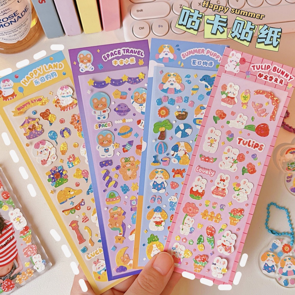 Miếng Dán Laser Họa Tiết Hoạt Hình Dễ Thương Dùng Trang Trí Sổ Tay / Nhật Ký DIY