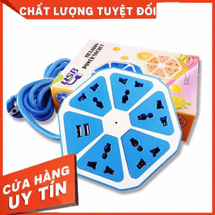 [Xả kho + free ship] Ổ cắm điện lục giác tích hợp 4 cổng USB