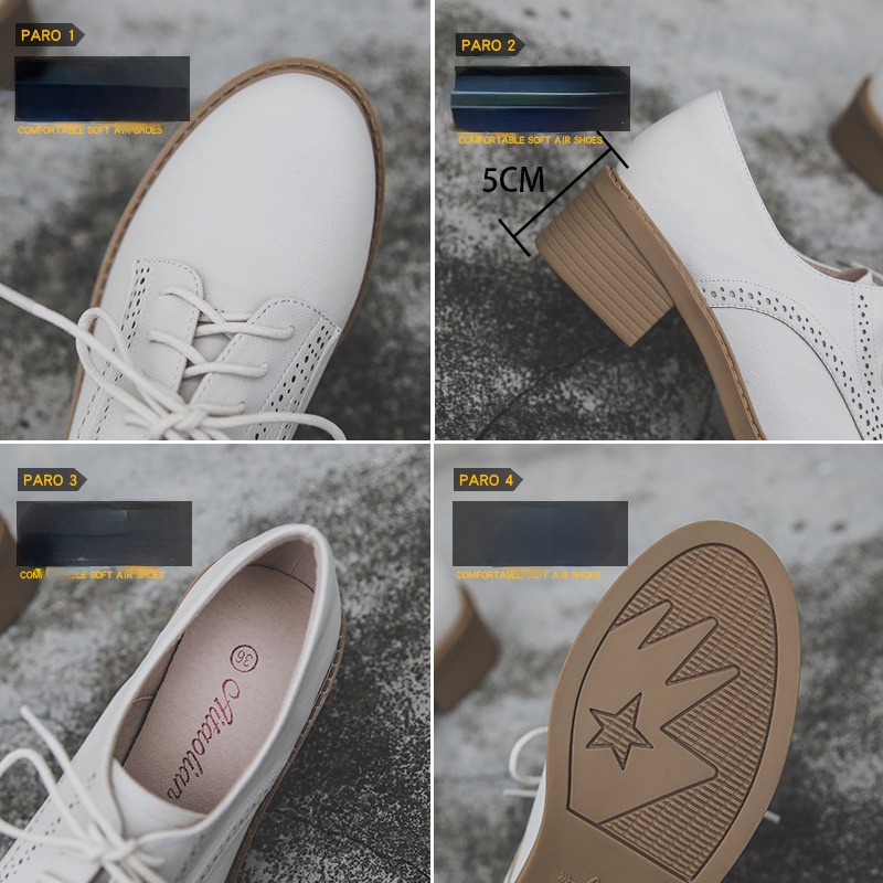 Giày Da Oxford Cột Dây Mũi Tròn Phong Cách Retro Anh Quốc