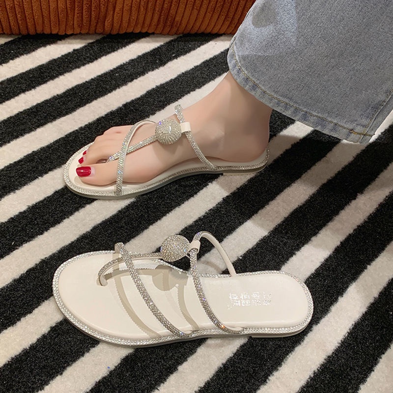 Dép Xỏ Ngón Đế Dày Đính Kim Cương Thời Trang Mùa Hè 2022 Phong Cách Mới Cho Nữ