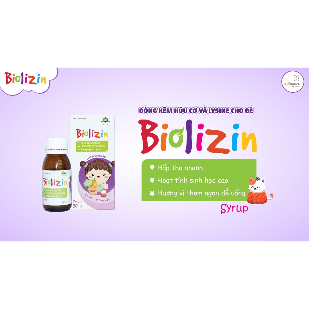 Biolizin Kẽm Hữu Cơ Lineabon k2 d3 Lysine B6 Giúp Bé Ăn Ngon Tăng Đề Kháng Bổ Sung Kẽm Chai 50ml