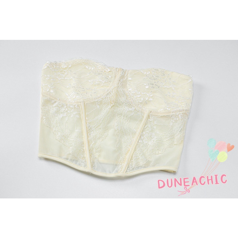 DUNEA Bộ đồ gồm áo quấn ngực + chân váy phối ren quyến rũ cho nữ